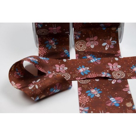 TAFETA ABEJITAS DOBLE CARA 25 marron